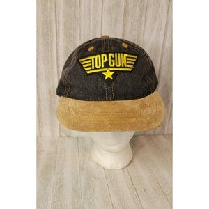 OTTO Top Gun Movie Patch Baseball Cap Leather Blue Gold Adjustable
